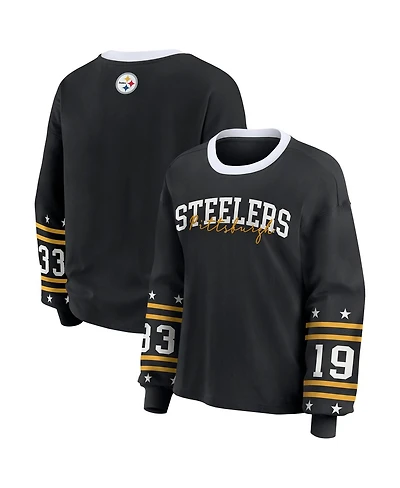 Wear by Erin Andrews Women's Black Pittsburgh Steelers Sport Long-Sleeve T-Shirt