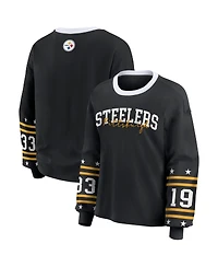 Wear by Erin Andrews Women's Black Pittsburgh Steelers Sport Long-Sleeve T-Shirt