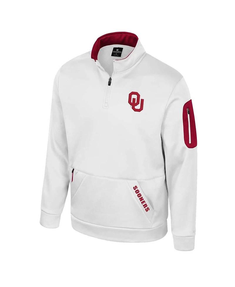 Colosseum Men's White Oklahoma Sooners Mainframe Quarter-Zip Fleece Jacket