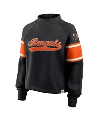 Fanatics Women's Black Cincinnati Bengals Oversized Hometown Toss Sweep Mock Neck Pullover Hoodie