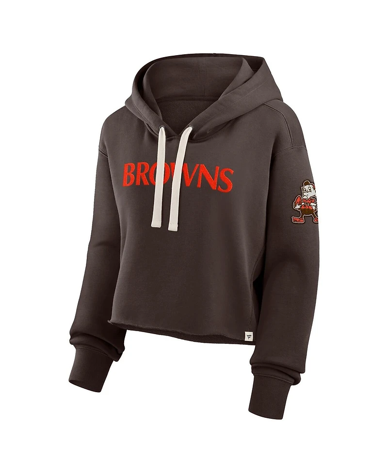 Fanatics Women's Brown Cleveland Browns Oversized Hometown Heritage Cropped Hoodie