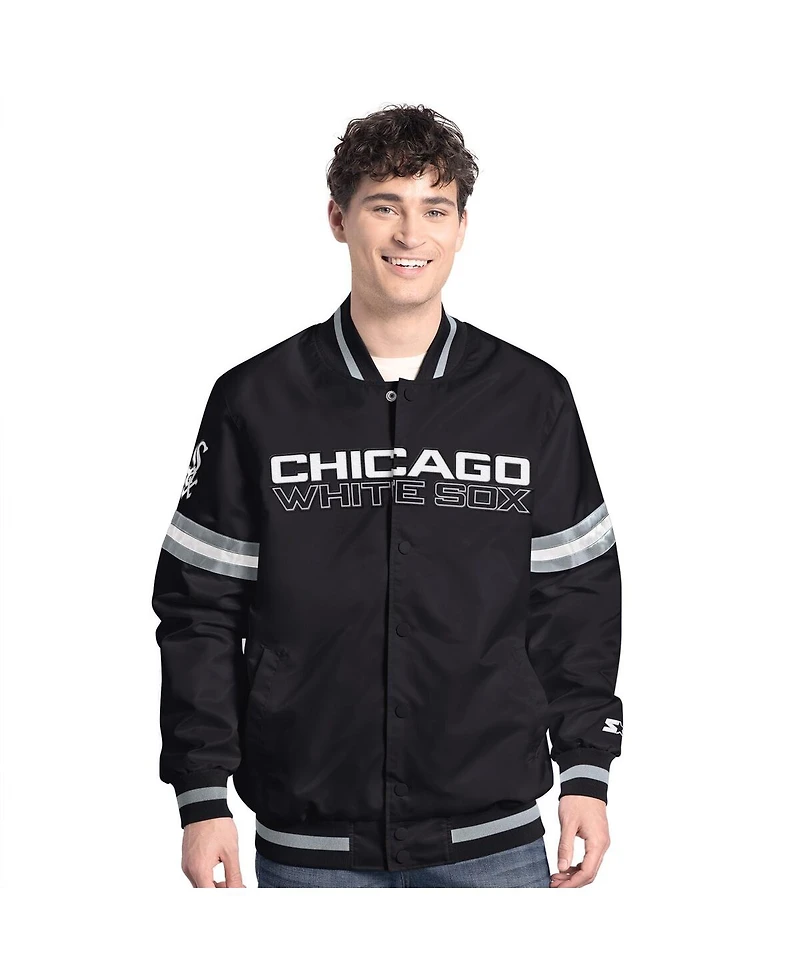 Starter Men's Black Chicago White Sox Scout Full-Snap Varsity Jacket