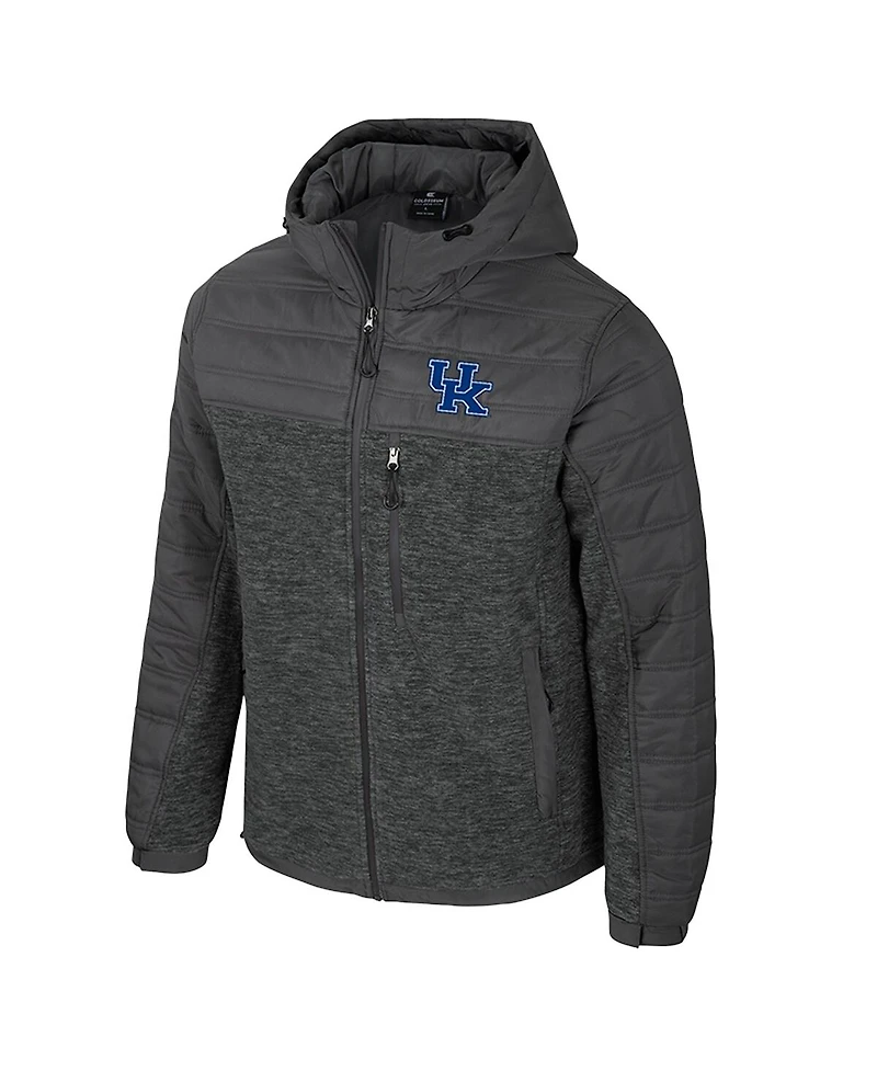 Colosseum Men's Charcoal Kentucky Wildcats Nightman Full-Zip Hoodie Puffer Jacket