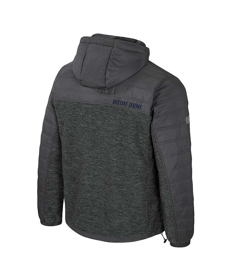 Colosseum Men's Charcoal Notre Dame Fighting Irish Nightman Full-Zip Hoodie Puffer Jacket