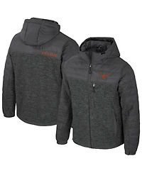 Colosseum Men's Charcoal Texas Longhorns Nightman Full-Zip Hoodie Puffer Jacket