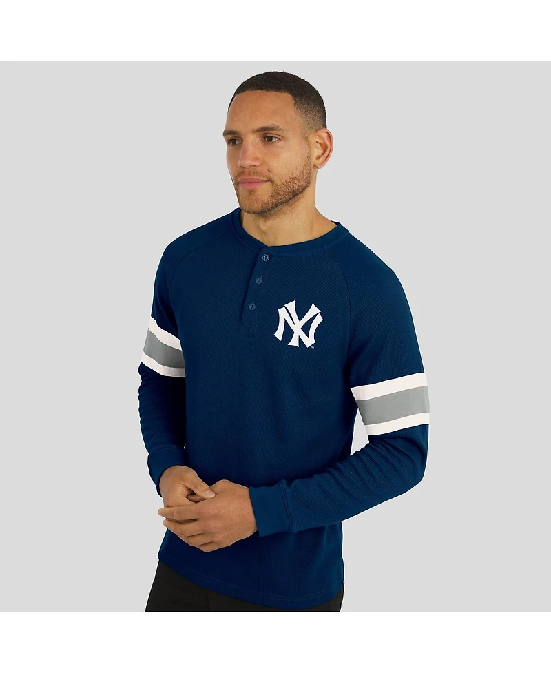 Fanatics Men's Darius Rucker Collection by Navy New York Yankees Waffle-Knit Raglan Long Sleeve Henley T-Shirt
