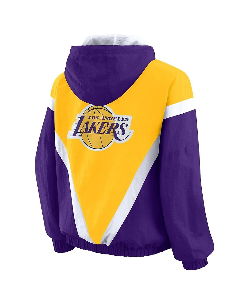 Wear by Erin Andrews Women's Gold/Purple Los Angeles Lakers Color Block Full-Zip Windbreaker Jacket