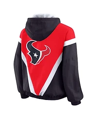 Wear by Erin Andrews Women's Red/Navy Houston Texans Retro Crinkle Full-Zip Hoodie Windbreaker Jacket