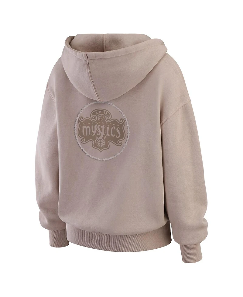 Wear by Erin Andrews Women'sTan Washington Mystics Washed Pullover Crewdie
