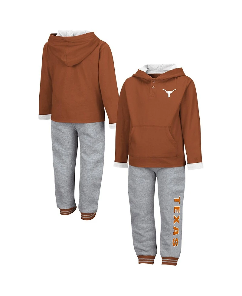 Colosseum Toddler 2-Piece Texas Orange/Heather Gray Longhorns Poppies Hoodie and Sweatpants Set