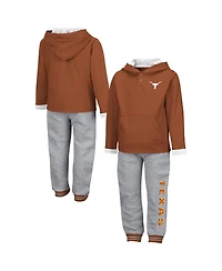 Colosseum Toddler 2-Piece Texas Orange/Heather Gray Longhorns Poppies Hoodie and Sweatpants Set