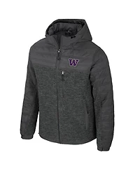 Colosseum Men's Charcoal Washington Huskies Nightman Full-Zip Hoodie Puffer Jacket