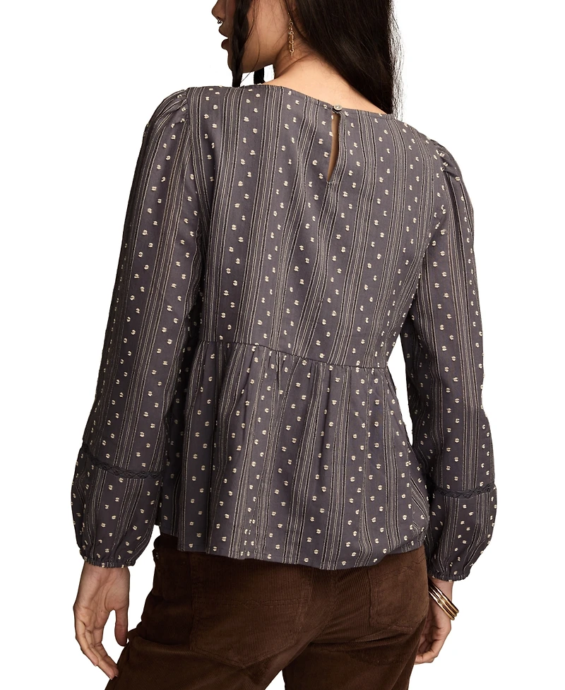 Lucky Brand Women's Novelty Stripe Long Sleeve Top