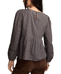 Lucky Brand Women's Novelty Stripe Long Sleeve Top