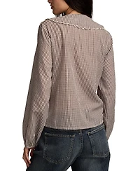 Lucky Brand Women's Gingham Peter Pan Collar Top
