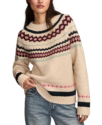 Lucky Brand Women's Fair Isle Crew neck Sweater