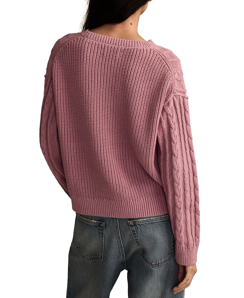 Lucky Brand Women's Cable Crew Neck Sweater