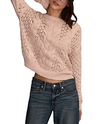 Lucky Brand Women's Pointelle Cable Crew Neck T-Shirt