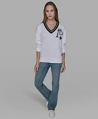 Karl Lagerfeld Paris Women's Patch Detail Sweater