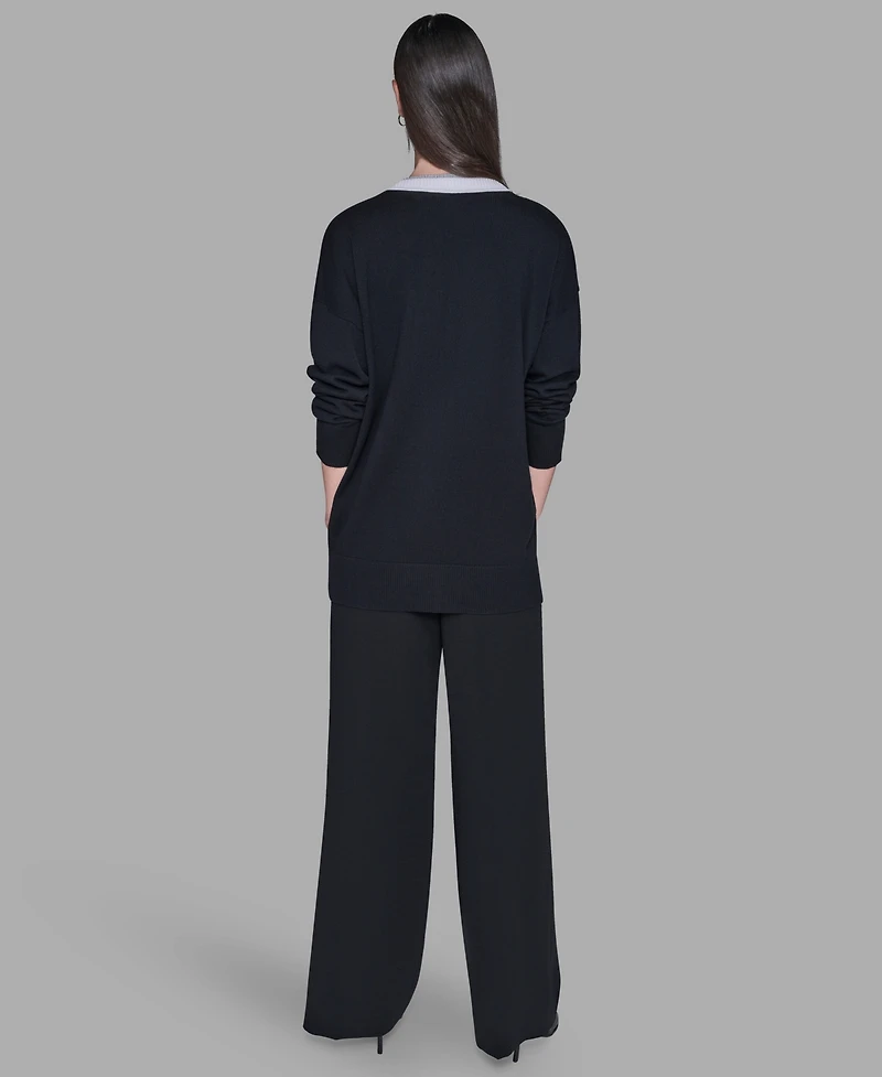 Karl Lagerfeld Paris Women's Patch Detail Cardigan