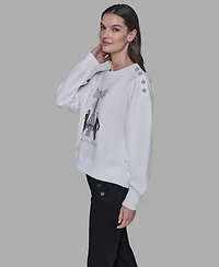 Karl Lagerfeld Paris Women's Eiffel Bow Detail Sweatshirt