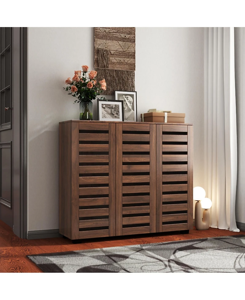 Lovmor Louvered Door Shoe Cabinet with Adjustable Shelves