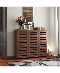 Lovmor Louvered Door Shoe Cabinet with Adjustable Shelves