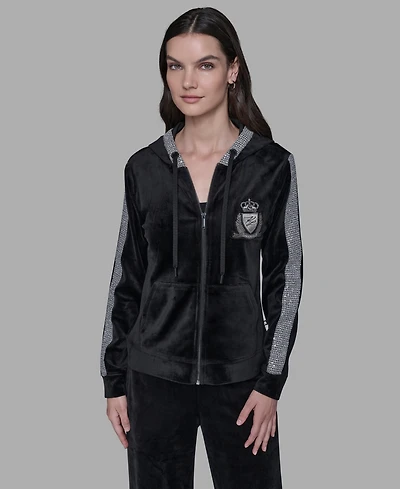 Karl Lagerfeld Paris Women's Zip-Up Hooded Jacket