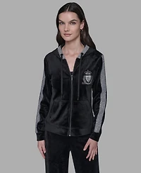 Karl Lagerfeld Paris Women's Zip-Up Hooded Jacket
