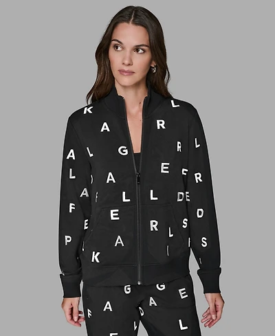 Karl Lagerfeld Paris Women's Logo Detail Long Sleeve Jacket