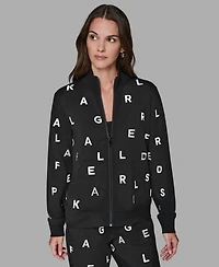 Karl Lagerfeld Paris Women's Logo Detail Long Sleeve Jacket