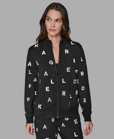 Karl Lagerfeld Paris Womens Logo Detail Pull On Joggers Long Sleeve Jacket