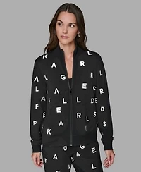 Karl Lagerfeld Paris Womens Logo Detail Pull On Joggers Long Sleeve Jacket