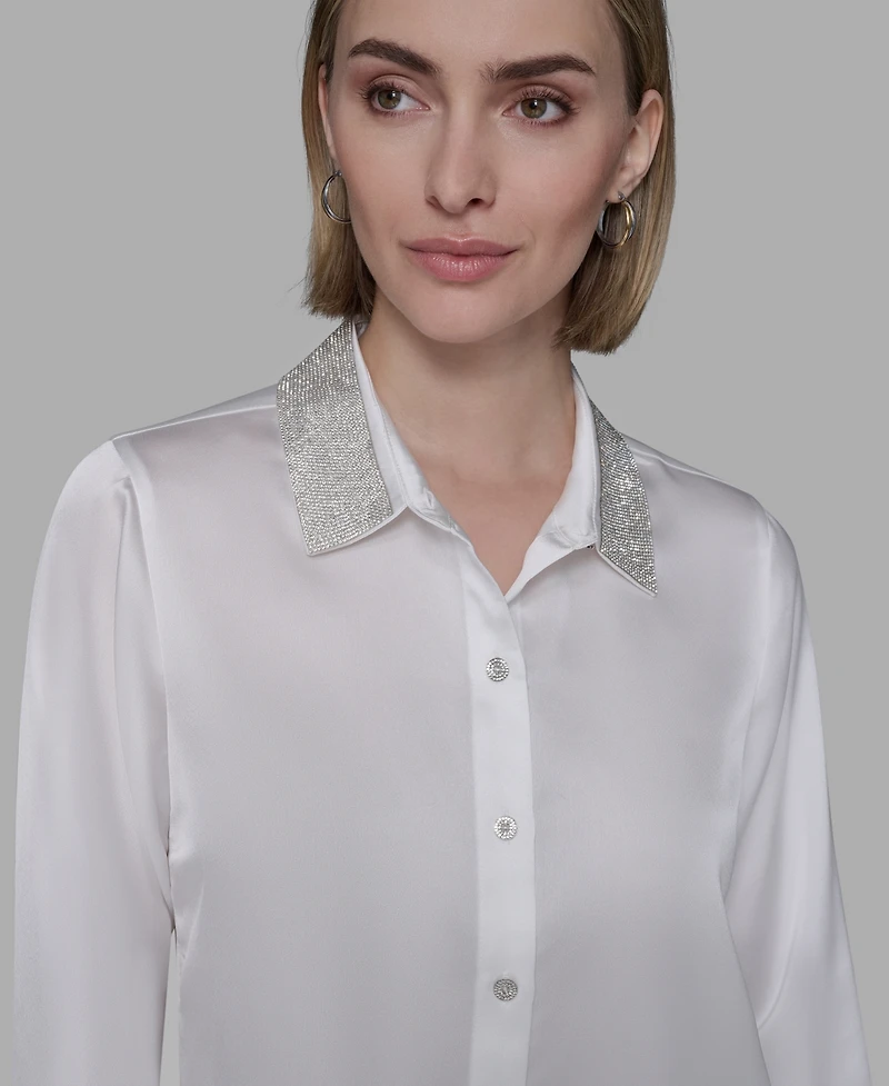 Karl Lagerfeld Paris Women's Collared Neck Shirt