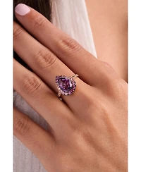 Le Vian Multi-Gemstone (2-1/5 ct. t.w.) & Nude Diamond (1/6 ct. t.w.) Pear Halo Ring in 14k Rose Gold