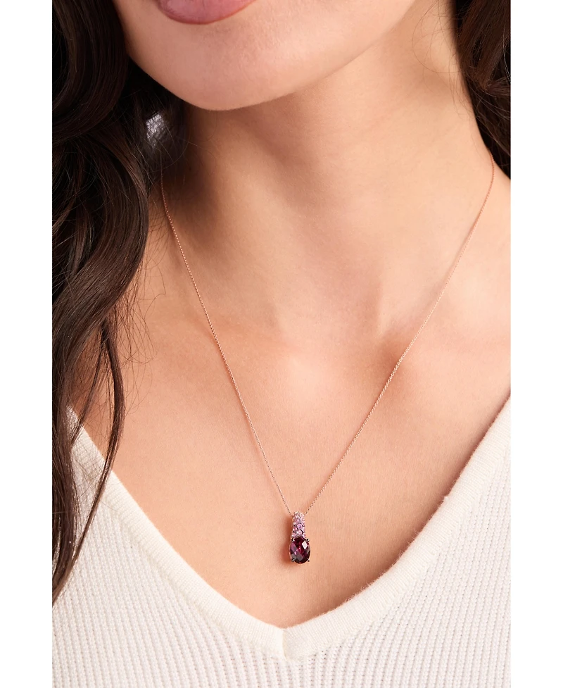 Le Vian Raspberry Rhodolite (2-1/4 ct. t.w.), Pink Sapphire Ombre (1/3 ct. t.w.) & White Sapphire (1/20 ct. t.w.) Pendant Necklace in 14k Rose Gold, 2