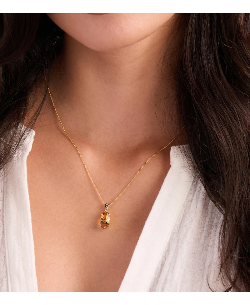 Le Vian Chocolatier Cinnamon Citrine (2-1/2 ct. t.w.) & Chocolate Diamond (1/20 ct. t.w.) Pendant Necklace in 14k Yellow Gold, 20"