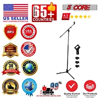 5 Core Microphone Stand Floor Height Adjustable w Extending Telescoping Boom Arm