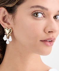 I.n.c. International Concepts Imitation Pearl Charm Heart Drop Earrings, Macy's Exclusive