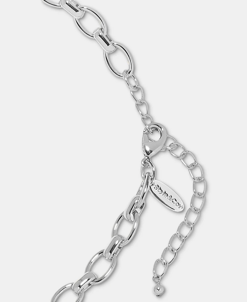 Style & Co Sculptural Disc & Imitation Pearl Statement Necklace, 18" + 3" extender, Macy's Exclusive