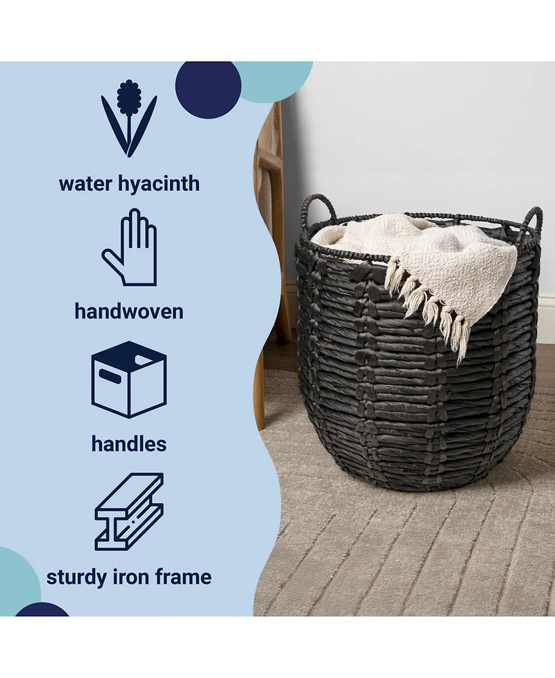 Jonathan Y Laurel 19.49" Bohemian Hand-Woven Abaca Hamper Basket with Handles