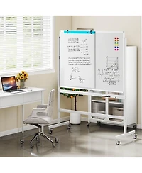 48"x36" Mobile Magnetic Double-Sided Reversible Whiteboard Height Adjust