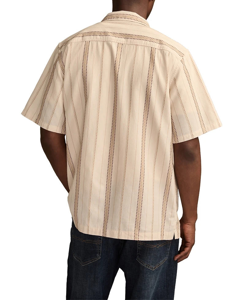 Lucky Brand Men's Textured Stripe Short Sleeve Shirt