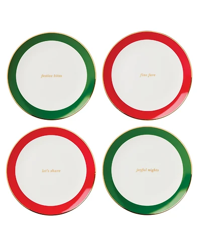 Kate Spade Evergreen Rim Accent Plates, Set of 4
