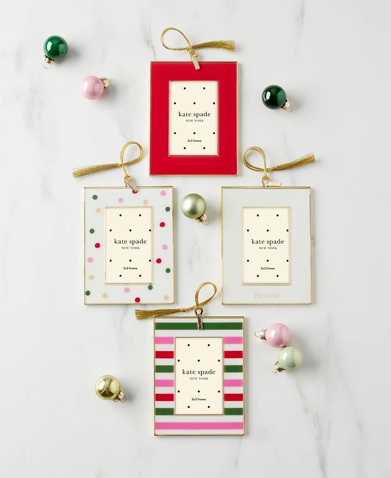 Kate Spade Be Jolly Mini Frame Ornament, stripe