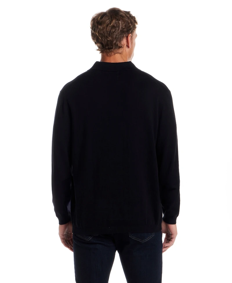 Weatherproof Vintage Men's Cotton Cashmere Long Sleeve Polo Sweater