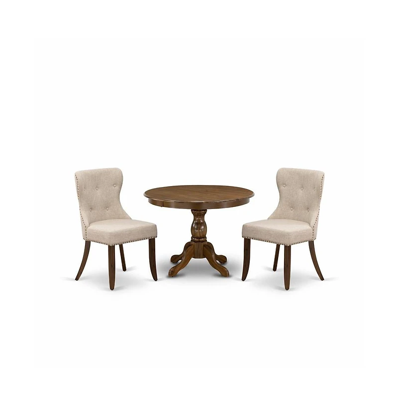 East West Furniture 3 Piece Dining Table Set