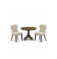East West Furniture 3 Piece Dining Table Set
