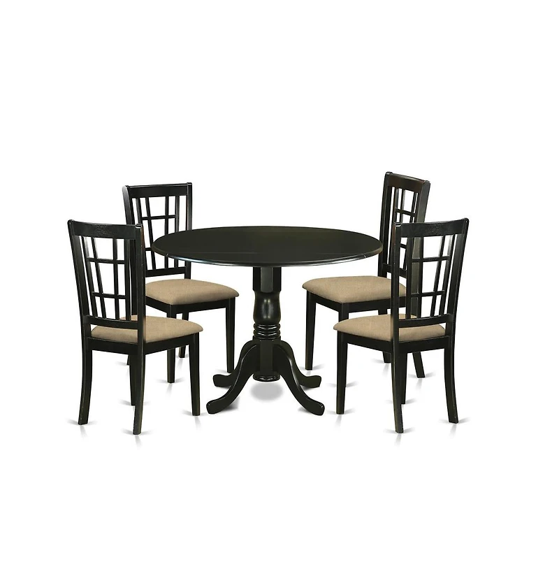 East West Furniture 5 Pc Dining room set for 4-Dining Table and 4 Dining Chairs