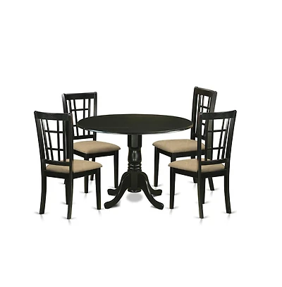 East West Furniture 5 Pc Dining room set for 4-Dining Table and 4 Dining Chairs